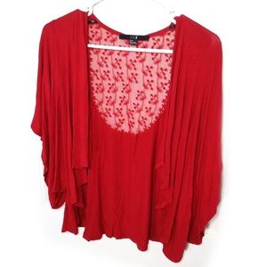 XXI | Red Petite Shrug Draped Front Lace Back